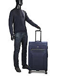 Валіза велика L тканина синя 79х48х31+5/98л/4.4кг/Worldline 616, фото 10
