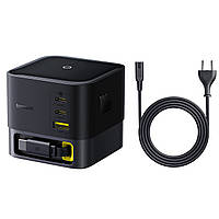 Мережевий зарядний пристрій Baseus Super GaN Desktop Charger 100W with Retractable Cable 100W Cosmic Black (P10164001123-00)