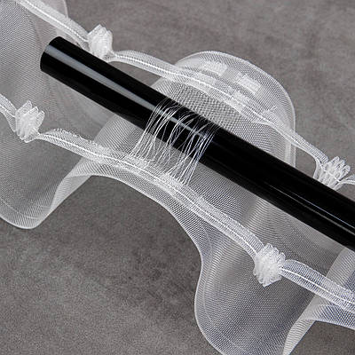 Шторна тасьма "Преміум" Хвиля на гачки і на трубу 1:2 100 мм прозора 22-925тс