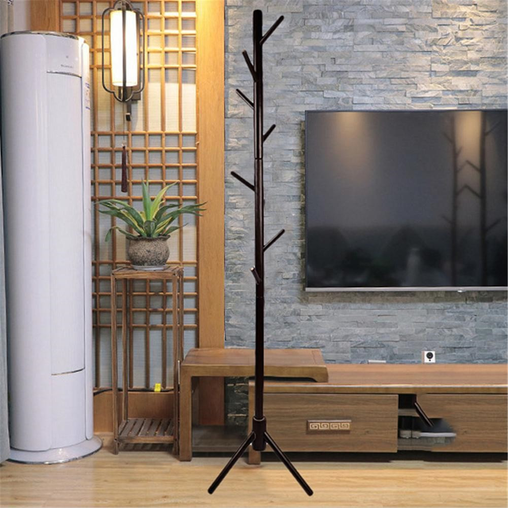 Вішалка-стійка підлогова з дерева темно-коричневого кольору, фото 1