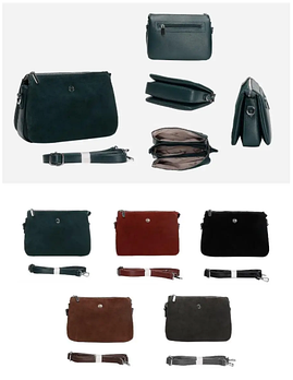 Сумка жіноча замшева крос-боді на три відділення 24*17 см зі штучної шкіри в різних кольорах Sasha