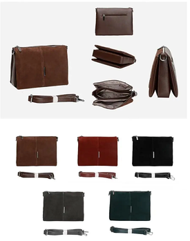 Сумка жіноча замшева крос-боді на три відділення 24*18 см зі штучної шкіри в різних кольорах Sasha