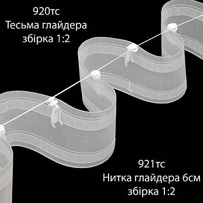Тасьма глайдерна "Хвиля" 75 мм прозора 22-920тс