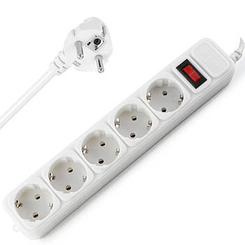 Мережевий подовжувач на 5 розеток, 5м, 1800Вт, SP5 / Мережевий фільтр з вимикачем / Електричний подовжувач