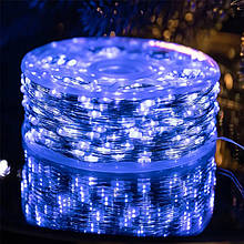Гірлянда Крапля Роси 1000LED довжина 100м, від мережі, білий дріт, синя