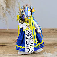 Лялька мотанка з волоссям у жовто-блакитному вбранні 22 см Гранд Презент 022 ВЖ-1