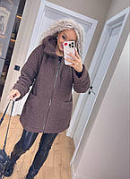 Стильна тепла осіння жіноча куртка з штучного хутра овчини Розмір 46-48, 50-52, 54-56, 58-60