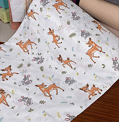 Ранфорс завширшки 240 см "Бембі і зайчики" на білому тлі, №5814