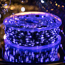 Гірлянда Крапля Роси 2000LED довжина 200м з пультом від мережі, синій, на зеленому дроті