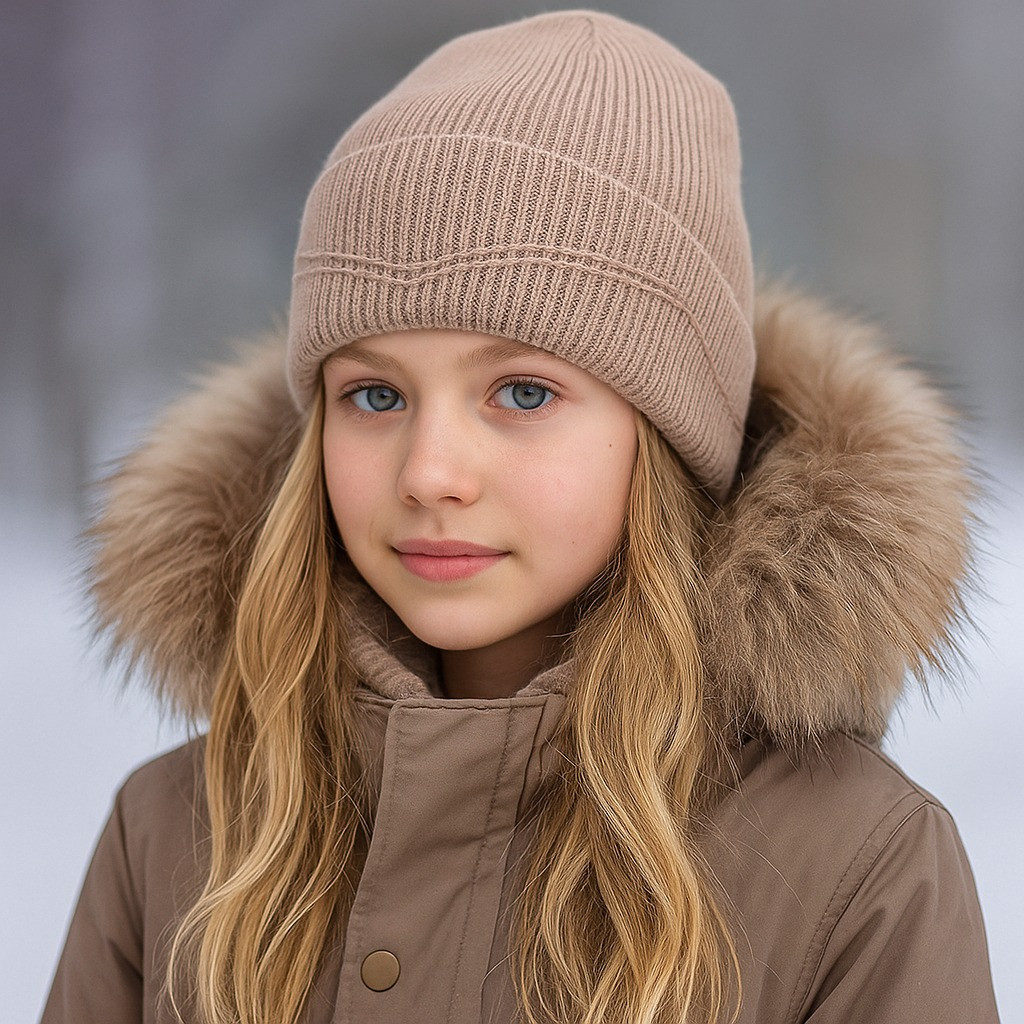Зимова кашемірова шапка для дівчинки підлітка TuTu 3-007608 (54-58), фото 1
