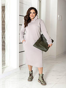 Тепла сукня на флісі з капюшоном великого розміру Розміри: 50-52, 54-56, 58-60, 62-64