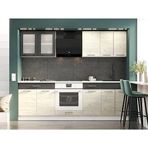 Кухня модульна Еверест Еко набір №3 крафт білий/графіт 2.4 м стільниця Скай (DTM-071063)