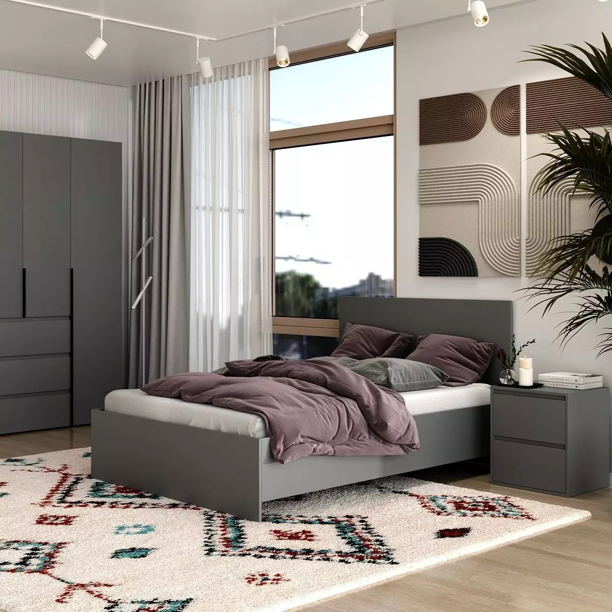 Полуторне ліжко Light 140*200 см графіт ТМ ARTinHEAD