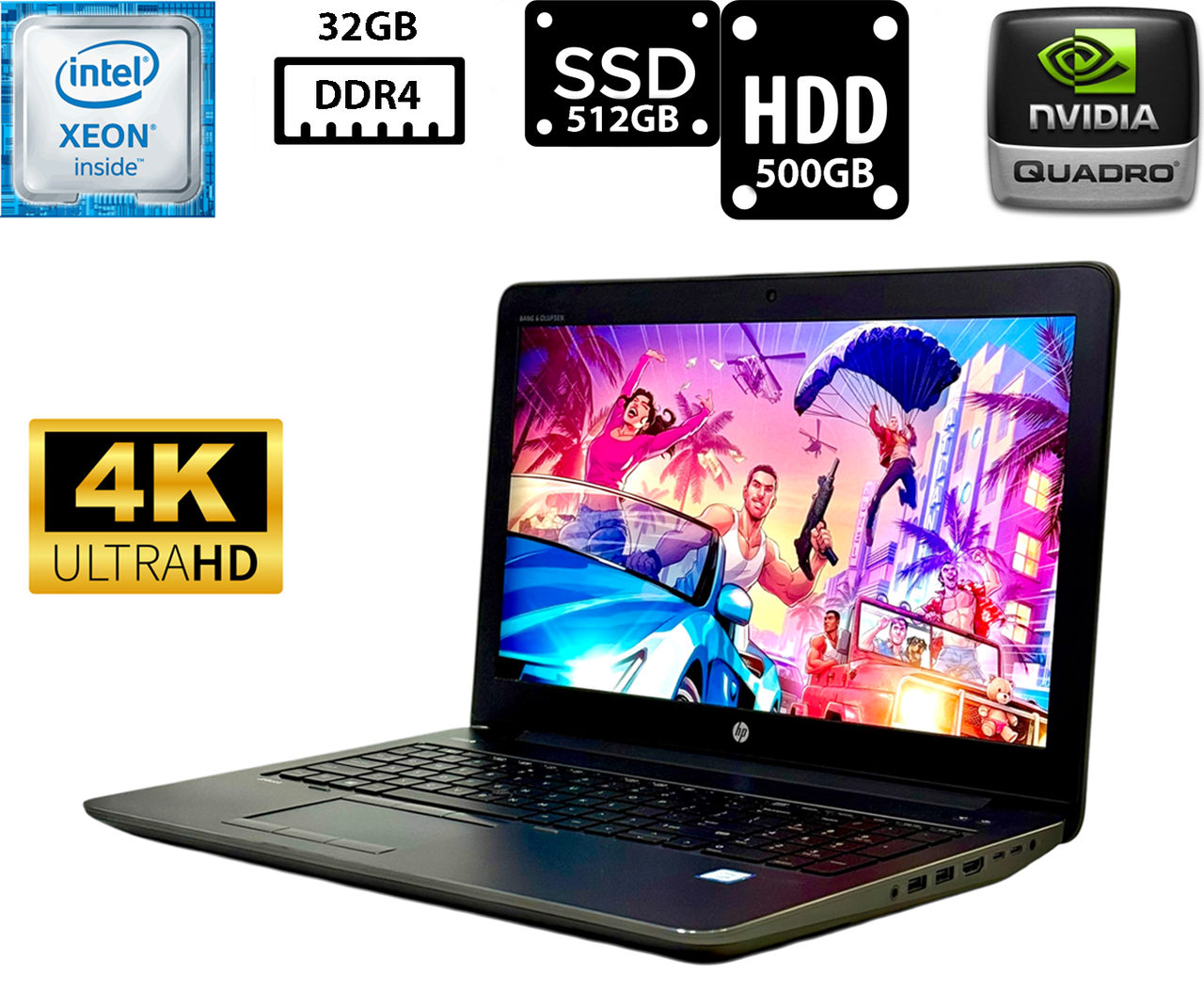 Ноутбук HP ZBook 15 G4/15.6” IPS 3840x2160/Xeon E3-1535M v6/32GB/SSD 512GB+HDD 500GB/NVIDIA Quadro M2200 4GB Камера Б/В