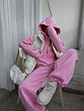 Базовый теплый костюм женский зипка на молнии с капюшоном и штаны палаццо трёхнить на флисе 42-46, фото 2