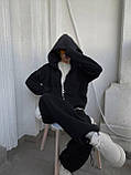Базовый теплый костюм женский зипка на молнии с капюшоном и штаны палаццо трёхнить на флисе 42-46, фото 6