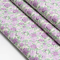 Сатин "Бузкові троянди з м'ятним листям", №5794с