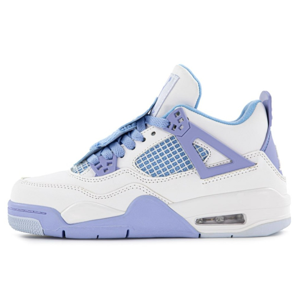 Жіночі кросівки Nike Air Jordan 4 Retro Forget me not HV0823-100 White Purple Blue шкіряні найк аір джордан 4 білі з синім, фото 1