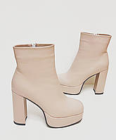 Жіночі бежеві черевики ботильйони демі на високих підборах 35 37 39