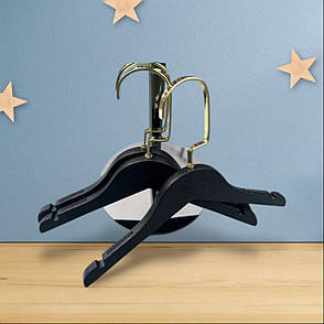 Дитячі плечики 32 см чорні з золотим гачком тремпеля для верхньго одягу суконь трикотажних виробів уп.5 шт