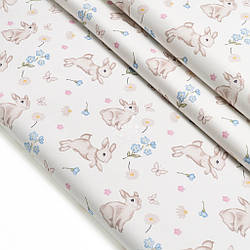 Сатин "Зайчики та незабудки", №5792с