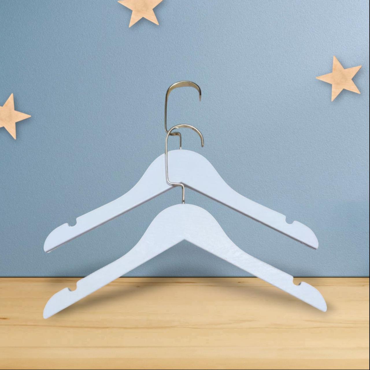 Дитячі плечики 32 см білі  з золотим гачком тремпеля для верхньго одягу суконь трикотажних виробів уп.5 шт, фото 1