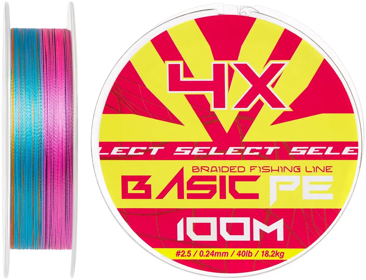 Шнур Select Basic PE Multicolor 100m 0.24mm 40lb/18.2kg