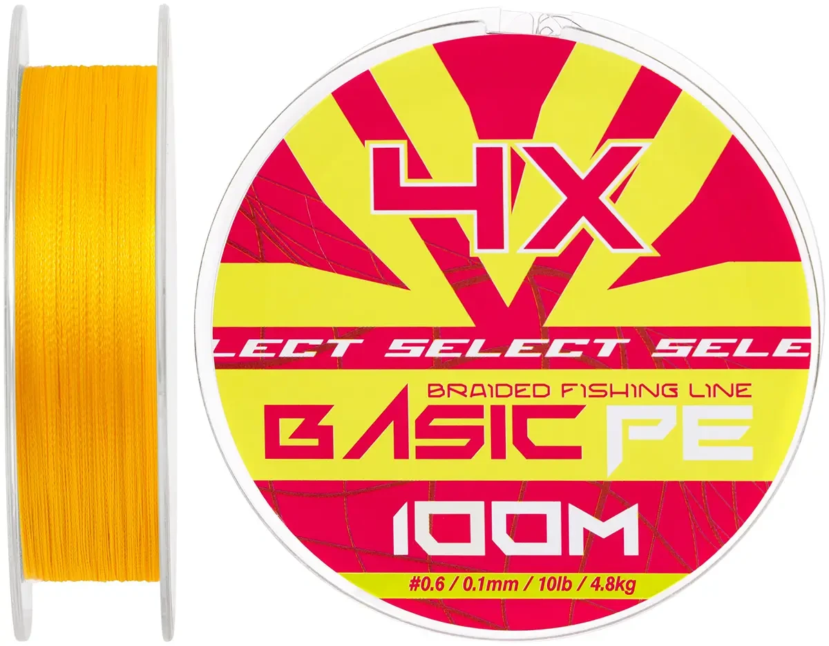 Шнур Select Basic PE Orange 100m 0.10mm 10lb/4.8kg