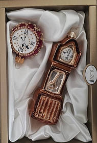 Набір скляних ялинкових іграшок Годинник підлогові і настінні Irena