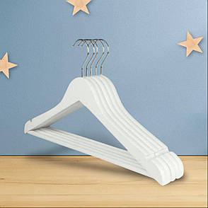Дитячі плечики 32 см білі  з хромованим гачком з поперечиною тремпеля для верхньго одягу суконь трикотажних виробів уп.5 шт