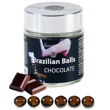 Потерта банка! Кульки з масажною олією 6 CHOCOLATE BRAZILIAN BALLS JAR