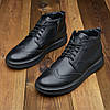 Зимові шкіряні черевики чоловічі чорні на блискавці з натуральної шкіри на хутрі, чоловіче взуття на зиму, фото 3
