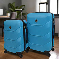 Набір валіз Bonro 2019 - 2 шт (M+L) середня і велика голубий дорожні пластикові на колесах з кодовим замком і висувною ручкою, фото 2