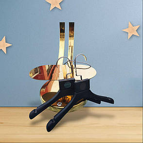 Дитячі плічки  32 см вішалки тремпеля чорні пластикові з золотим гачком для дитячого одягу 5 шт.