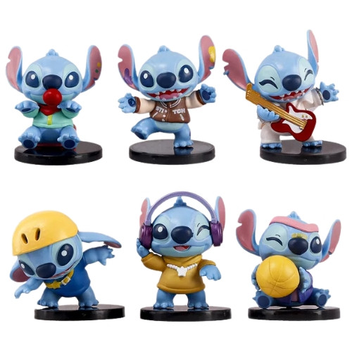 Набір фігурок 6в1 Стіч на підставках із м/ф "Ліло та Стіч", 6-8 см — Stitch, фото 1