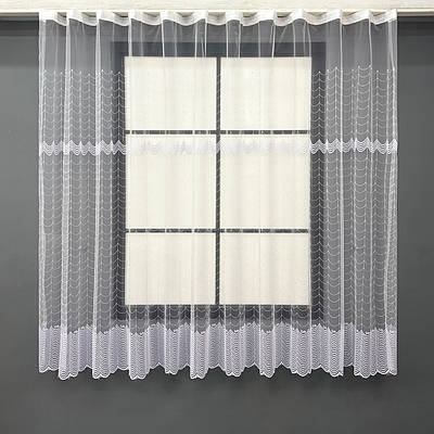 Коротка тюль, висотою 1,6м., фатин з вишивкою та люрексом. Колір холодний білий. Код 1890т