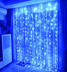 Новорічна гірлянда штора 3*2 м, світлодіодна, завіса, водоспад, синій