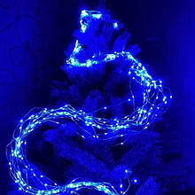 Гірлянда Кінський хвіст mini 2 метри, 10 ниток, синя, 220В