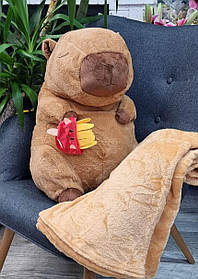 М’яка іграшка Капібара з флісовим пледом (60 см), №1