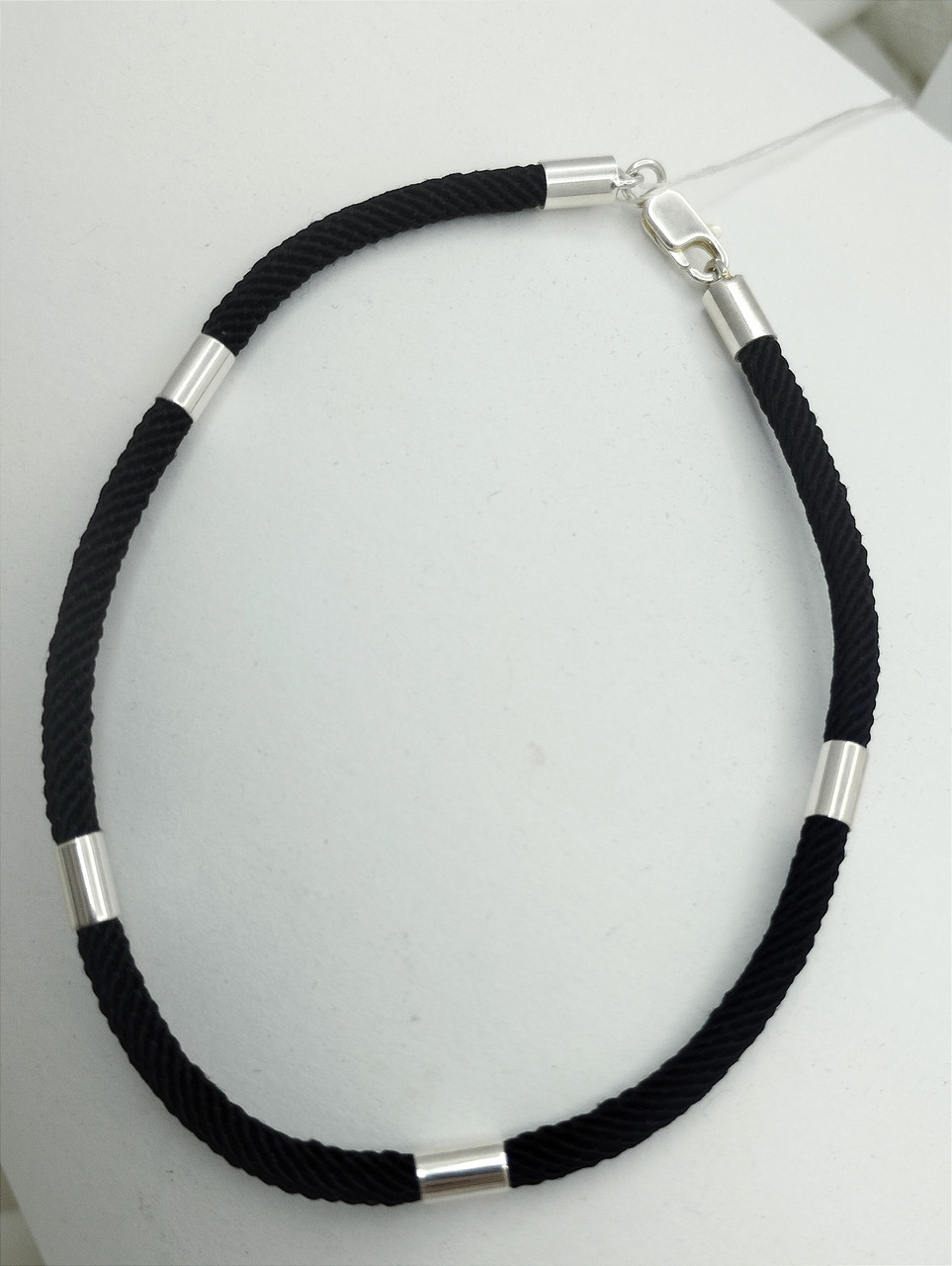 Браслет срібний, браслет ювелірний шнурок зі сріблом 925 проби