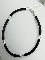 Браслет срібний, браслет ювелірний шнурок зі сріблом 925 проби