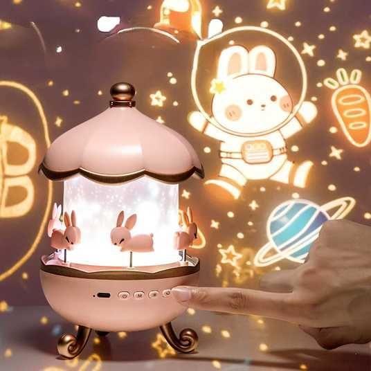 Нічник-проєктор КАРУСЕЛЬ для дітей, USB 12 фільмів, Projector 206 + БЛЮТУС, фото 1