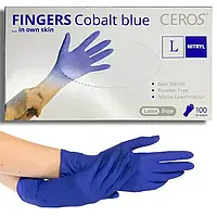 Рукавички нітрилові L нестерильні неприпудрені CEROS® "FINGERS Cobalt Blue"
