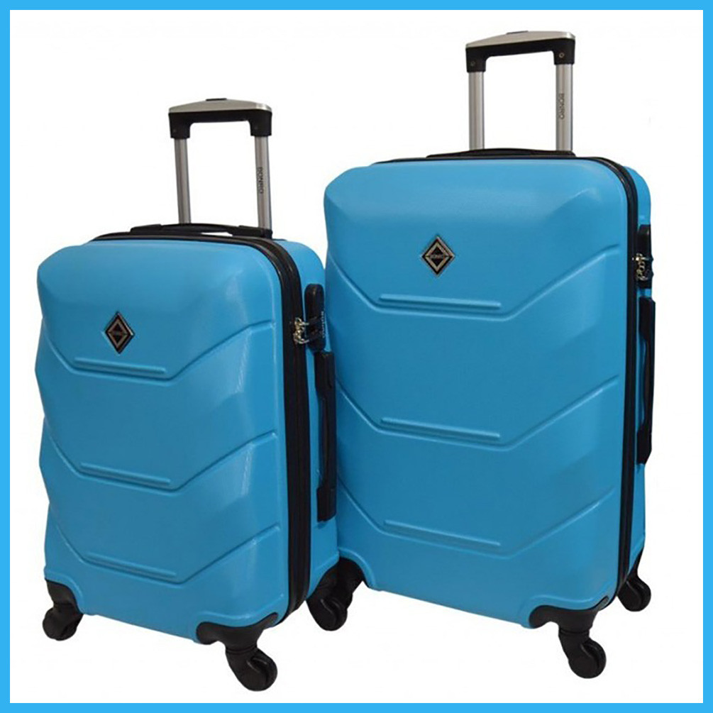 Набір валіз Bonro 2019 - 2 шт (M+L) середня і велика голубий дорожні пластикові на колесах з кодовим замком і висувною ручкою
