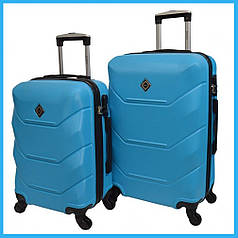 Набір валіз Bonro 2019 - 2 шт (M+L) середня і велика голубий дорожні пластикові на колесах з кодовим замком і висувною ручкою