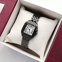 Жіночий годинник наручний зі стразами, квадратний, чорний з білим циферблатом ( код: IBW923BO )