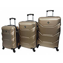 Набір валіз Bonro 2019 - 3 шт (S+M+L) шампань пластикові на колесах з кодовим замком і висувною ручкою, фото 2