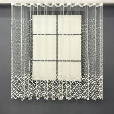 Коротка тюль, висотою 1,6м., фатин з вишивкою та люрексом. Колір бежевий. Код 1893т