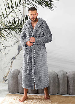 Чоловічий махровий халат з капюшоном (р.S, M-L, XL-2XL) Туреччина
