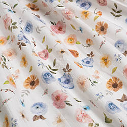 Муслін у квадратики з цифровим друком digital "Різнокольорові клумбові квіти"
